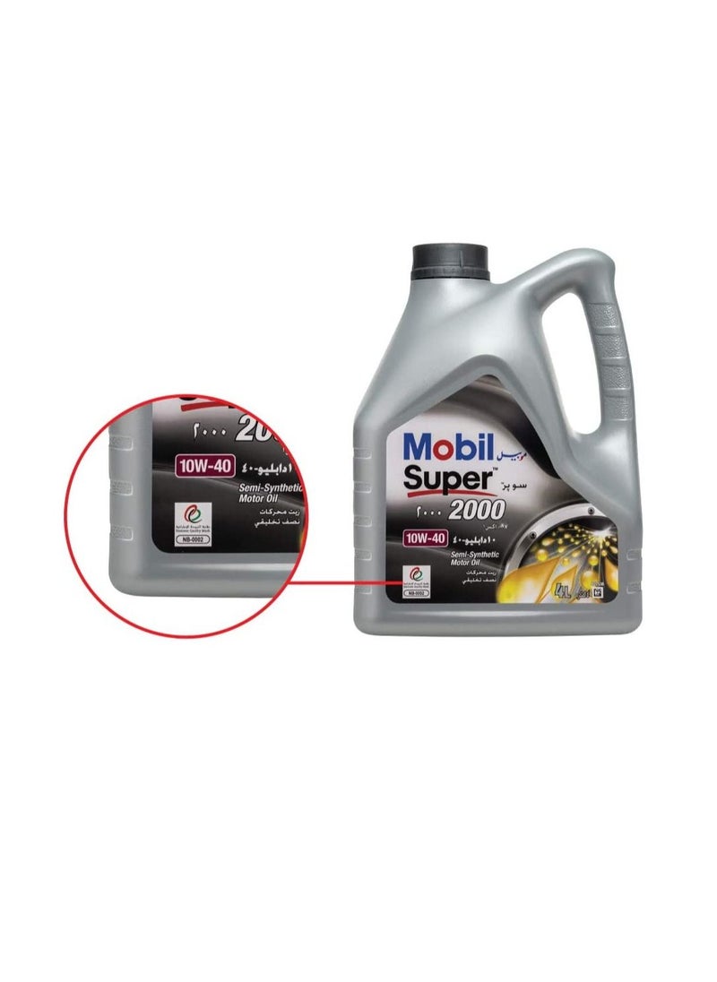 Mobil - Super 2000 Semi Synthetic 10W-40 4L Engine Oil - Image 1