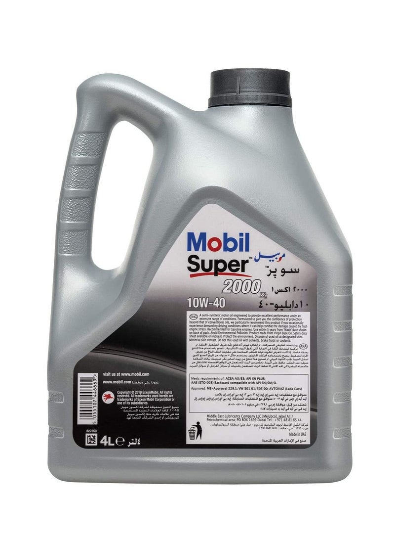 Mobil - Super 2000 Semi Synthetic 10W-40 4L Engine Oil - Image 1