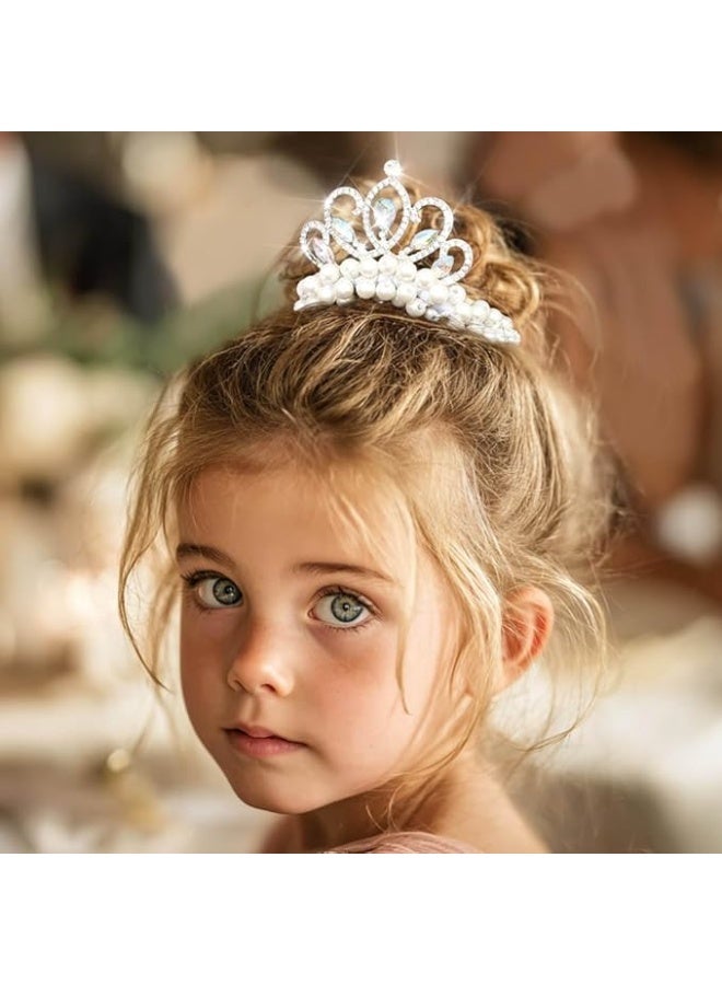 Pearl Crown Hair Ties for Girls, Rhinestone Tiaras Scrunchies, Crystal Elastic White Hair Accessories(Pack of 3) - Image 5