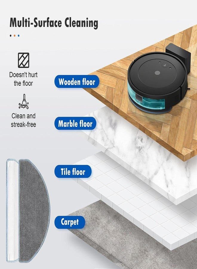 عبوة من 6 قطع بديلة للممسحة لروبوت التنظيف iRobot Roomba Combo Essential Y0140 / Y0110 / Q011 / Q012 / Q052 / Roomba 104 / Roomba 105 Combo، وسادات مسح قابلة للغسل مصنوعة من الألياف الدقيقة - Image 5