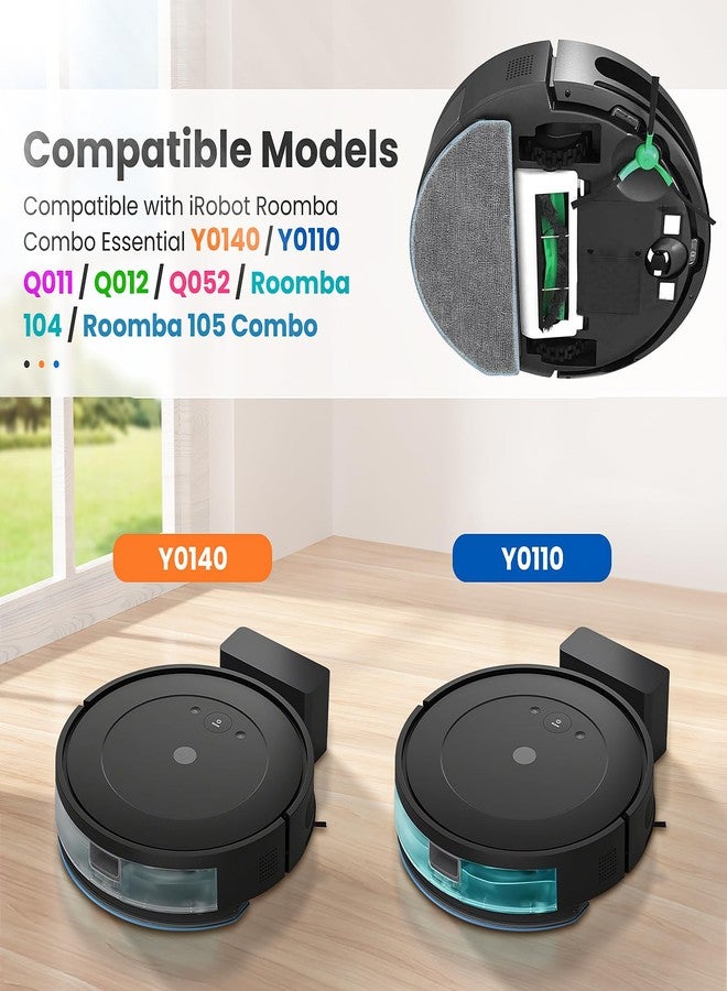 عبوة من 6 قطع بديلة للممسحة لروبوت التنظيف iRobot Roomba Combo Essential Y0140 / Y0110 / Q011 / Q012 / Q052 / Roomba 104 / Roomba 105 Combo، وسادات مسح قابلة للغسل مصنوعة من الألياف الدقيقة - Image 2