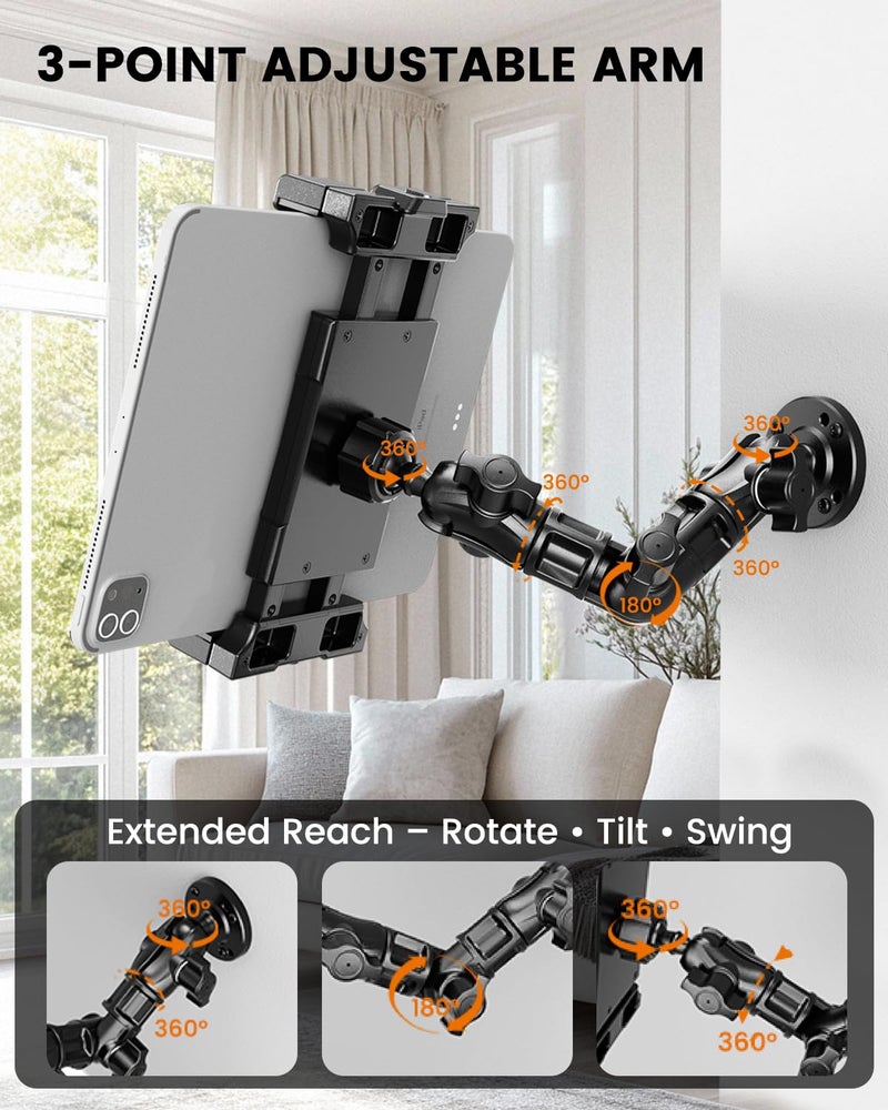 OHLPRO Heavy Duty Drill Base Tablet Mount for Truck Dashboard, 360Â° Rotating Adjustable Arm, iPad Car Holder Fits 5â€“17 Inch Tablets, Secure Rubber-Padded Clamp for Commercial Vehicles & Wall - Image 5