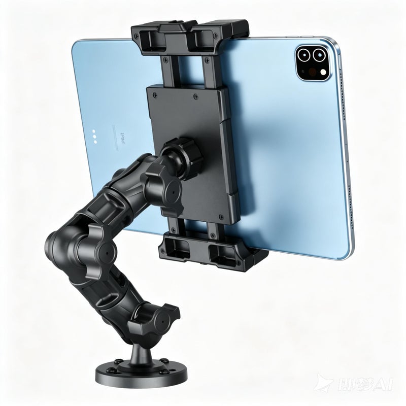 OHLPRO Heavy Duty Drill Base Tablet Mount for Truck Dashboard, 360Â° Rotating Adjustable Arm, iPad Car Holder Fits 5â€“17 Inch Tablets, Secure Rubber-Padded Clamp for Commercial Vehicles & Wall - Image 1