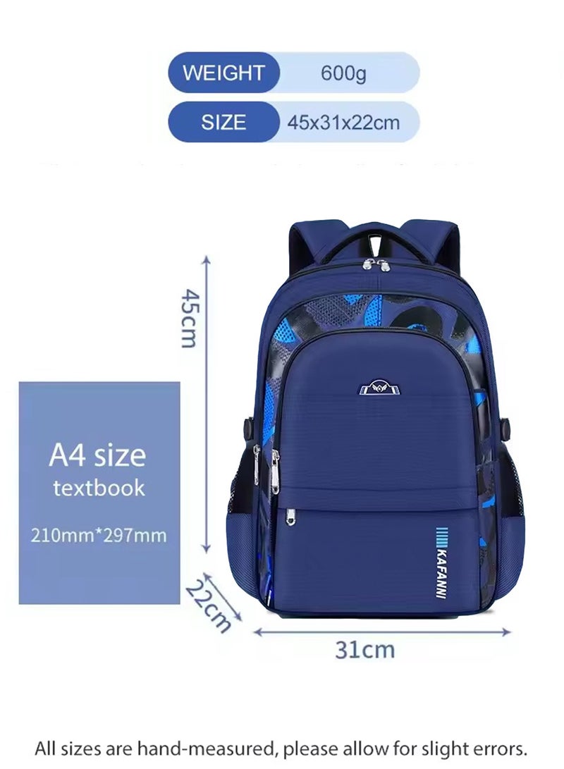 Camo Backpacks for Boys Middle School Elementary, Camouflage School Bags Bookbags Kids Back Packs for Teens Boys(Blue)  - Image 2