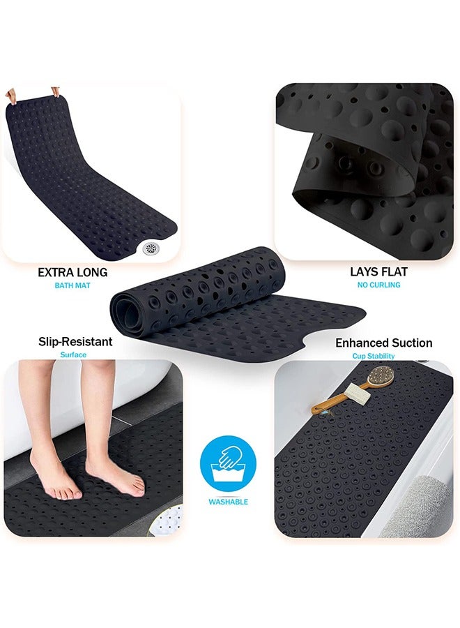 AL RAID Non Slip Bathtub Mat with Suction Cups 100x40cm/40x16in Ultra Long Bathtub Mat Mildew Resistant Machine Washable Ideal Shower Mat for Latex Free Homes (black) - Image 4