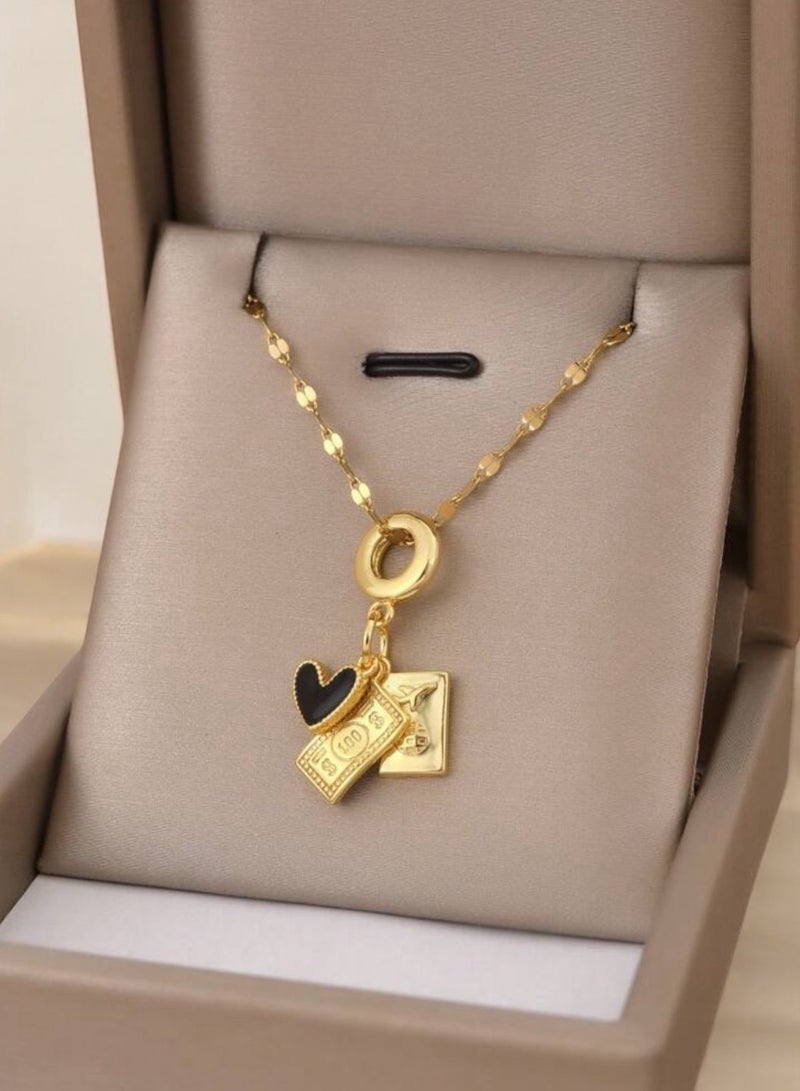 إيكوال سلسال نسائي أنيق من الاستانلس ستيل مطلي باللون الذهبي - Image 1