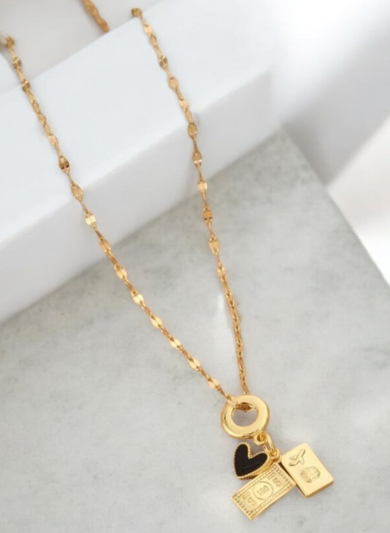 إيكوال سلسال نسائي أنيق من الاستانلس ستيل مطلي باللون الذهبي - Image 2