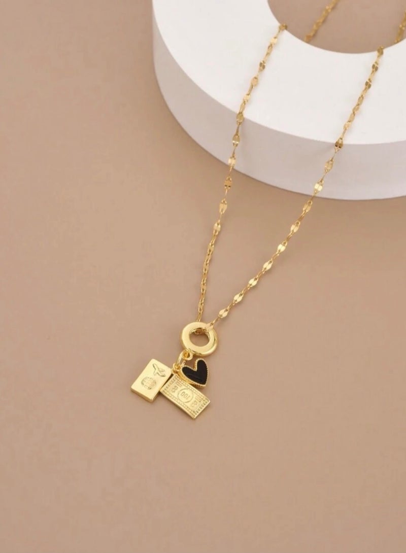 إيكوال سلسال نسائي أنيق من الاستانلس ستيل مطلي باللون الذهبي - Image 3