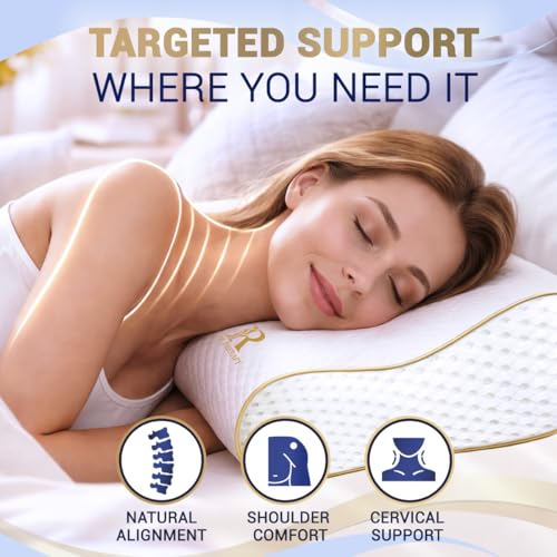 Royal Therapy 1Pack Memory Foam Pillow MediumFirmness Cervical Queen Contour Pillow Orthopedic Pillow for Neck Support Neck Pain Side Sleepers CertiPURUS - Image 3
