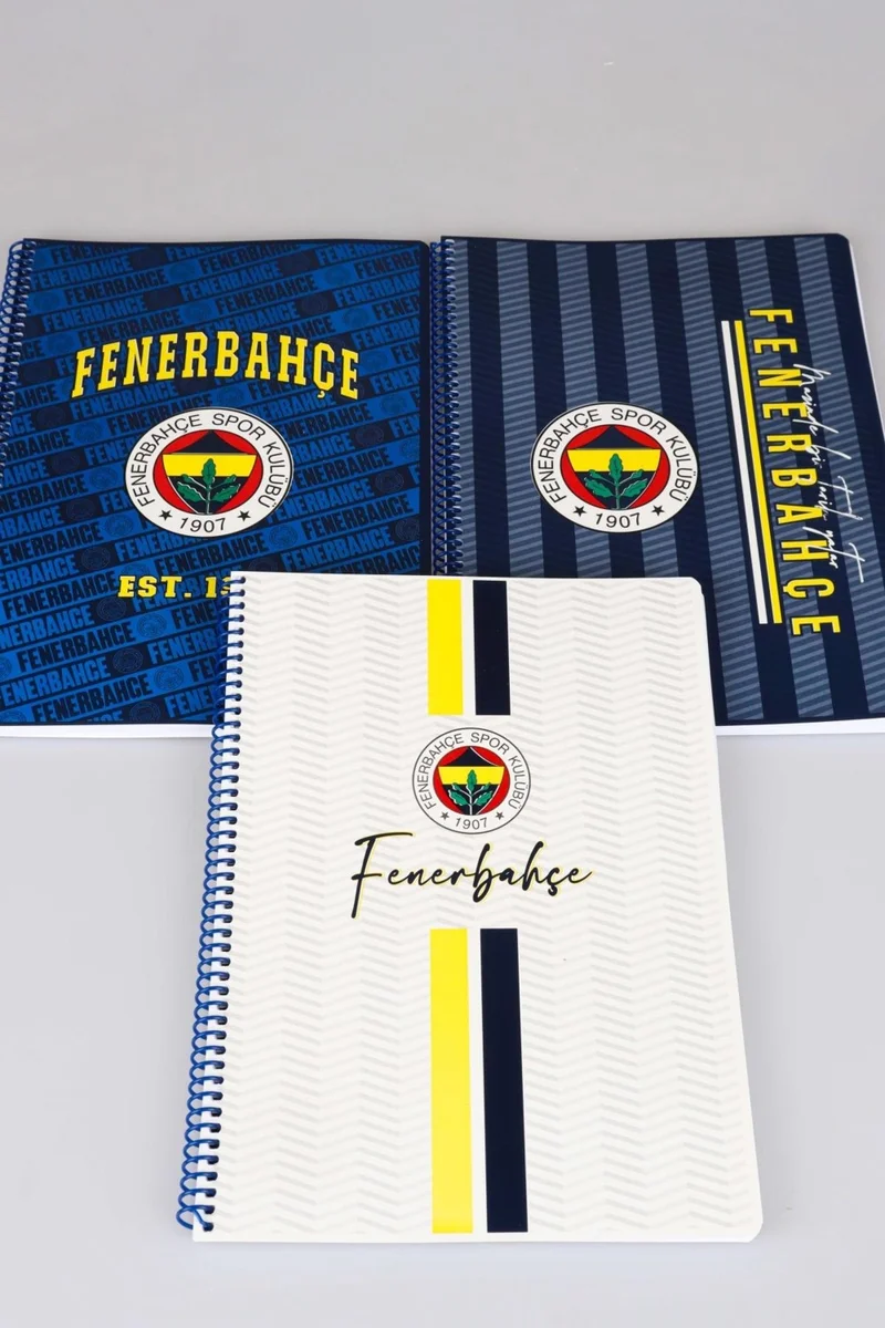 Fenerbahçe Licensed "single" Spiral Striped A4 Cardboard Cover 72 Sheets Notebook