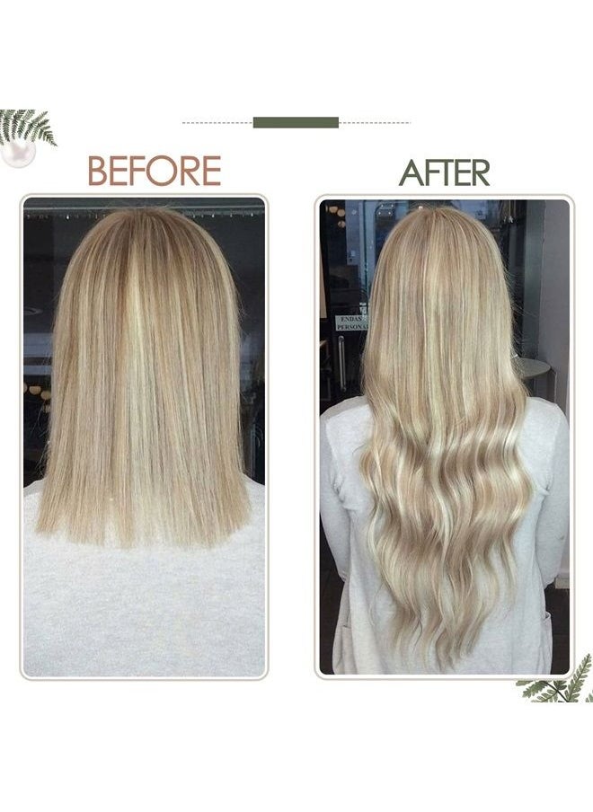 RUNATURE Weft Hair Extensions Blonde Hair Weft Extensions Real Human Hair 16 Inch 100g Balayage Ash Blonde Fading to Platinum Blonde Sew in Hair Extensions Remy Human Hair Straight Weft Extensions Ful  - Image 2