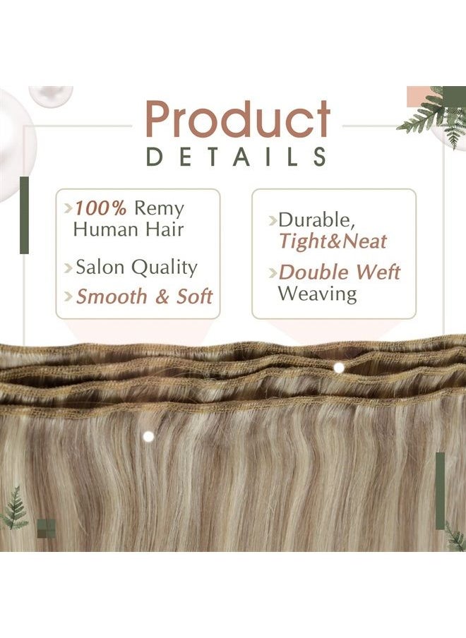 RUNATURE Weft Hair Extensions Blonde Hair Weft Extensions Real Human Hair 16 Inch 100g Balayage Ash Blonde Fading to Platinum Blonde Sew in Hair Extensions Remy Human Hair Straight Weft Extensions Ful  - Image 3