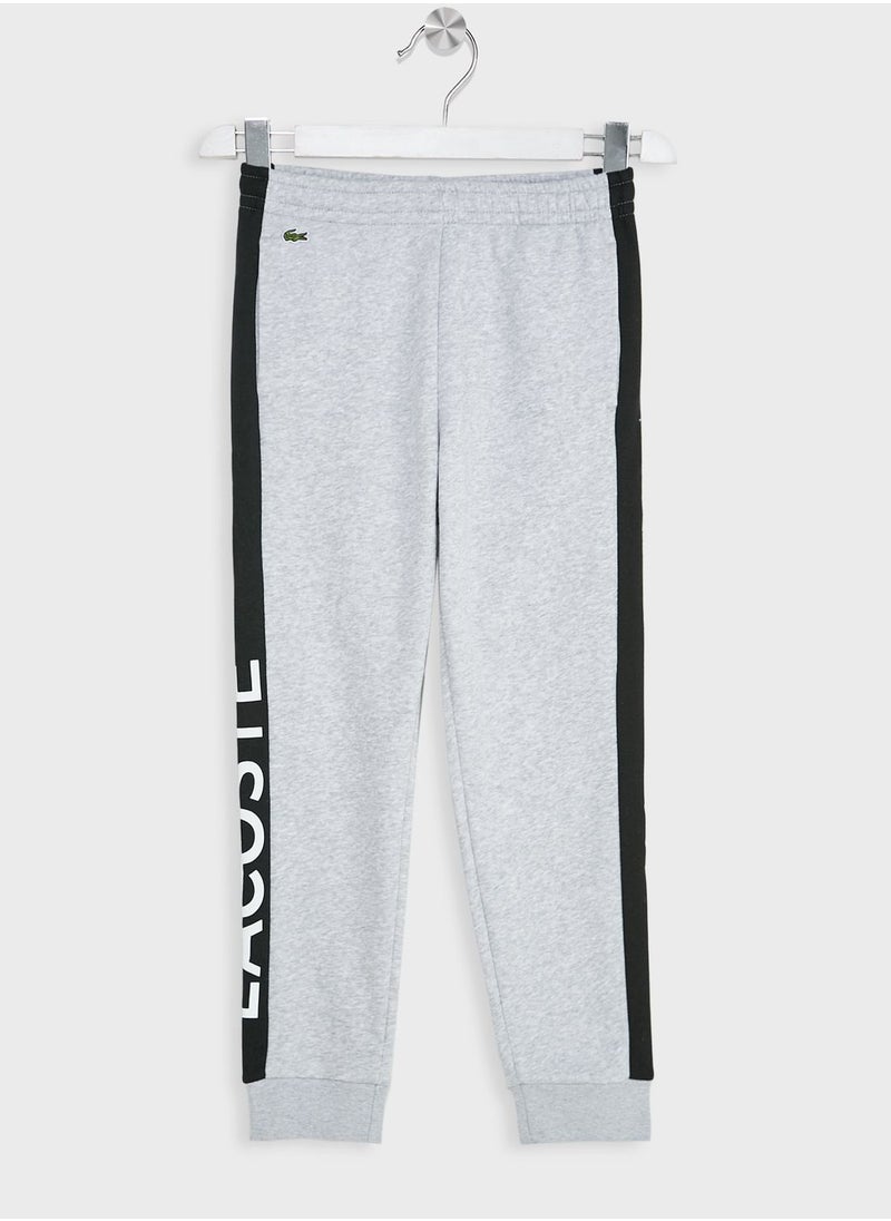 LACOSTE - Kids Logo Stipes Sweatpants - Image 1