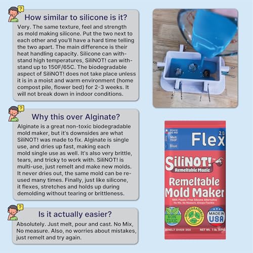 SiliNOT! Remeltable Silicone Mold Making Kit 2 POUNDS. - Easier Than Silicone Mold Maker. Reuse 30x, No Mix, Non-Toxic, Food-Contact Safe for Plaster, Resin, Epoxy, Chocolate, Wax & Soap Mold - Image 4