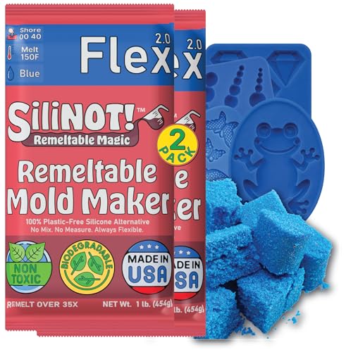 SiliNOT! Remeltable Silicone Mold Making Kit 2 POUNDS. - Easier Than Silicone Mold Maker. Reuse 30x, No Mix, Non-Toxic, Food-Contact Safe for Plaster, Resin, Epoxy, Chocolate, Wax & Soap Mold - Image 1