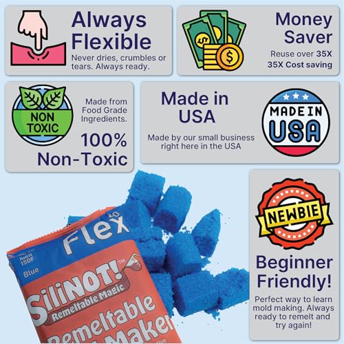 SiliNOT! Remeltable Silicone Mold Making Kit 2 POUNDS. - Easier Than Silicone Mold Maker. Reuse 30x, No Mix, Non-Toxic, Food-Contact Safe for Plaster, Resin, Epoxy, Chocolate, Wax & Soap Mold - Image 2