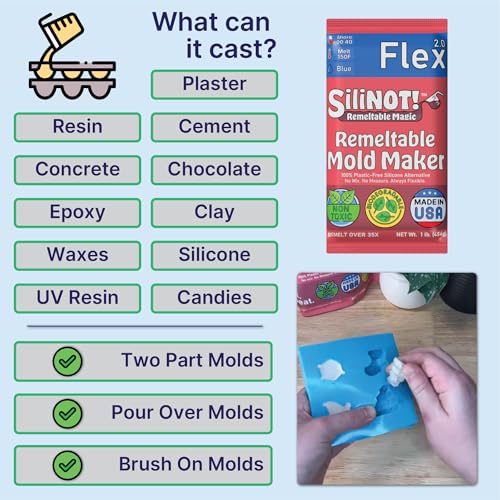 SiliNOT! Remeltable Silicone Mold Making Kit 2 POUNDS. - Easier Than Silicone Mold Maker. Reuse 30x, No Mix, Non-Toxic, Food-Contact Safe for Plaster, Resin, Epoxy, Chocolate, Wax & Soap Mold - Image 5