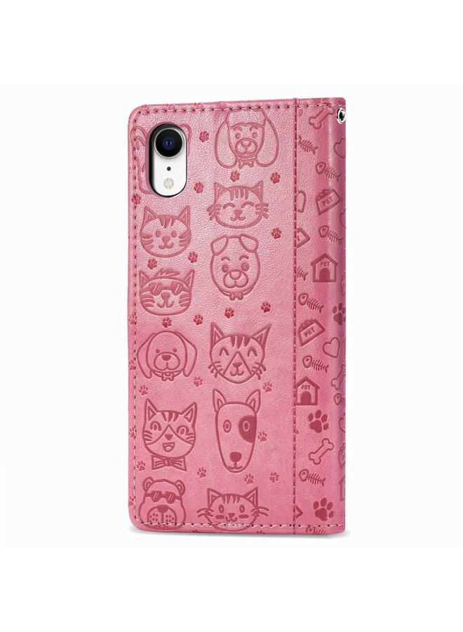 S-TOP Case For iPhone XR Cute Cat and Dog Embossed Horizontal Flip PU Leather Case with Holder / Card Slot / Wallet / Lanyard - Image 3