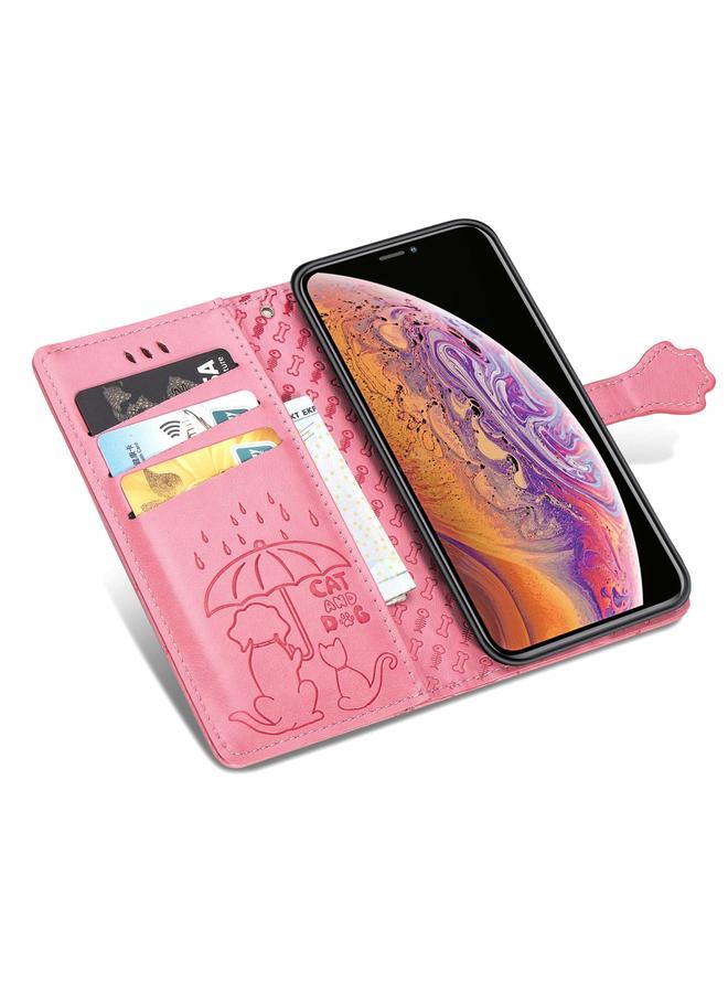S-TOP Case For iPhone XR Cute Cat and Dog Embossed Horizontal Flip PU Leather Case with Holder / Card Slot / Wallet / Lanyard - Image 4