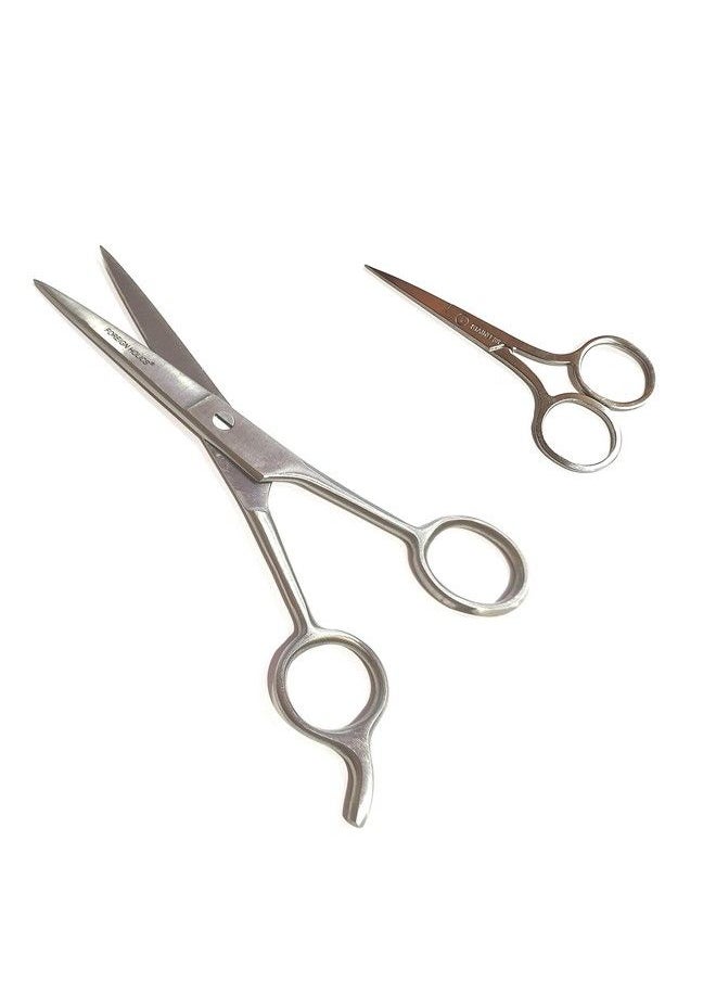 Foreign Holics - Professional Hair Cutting Scissors Men Beard And Mustache Styling Trimming Scissor Stainless Steel - Image 1