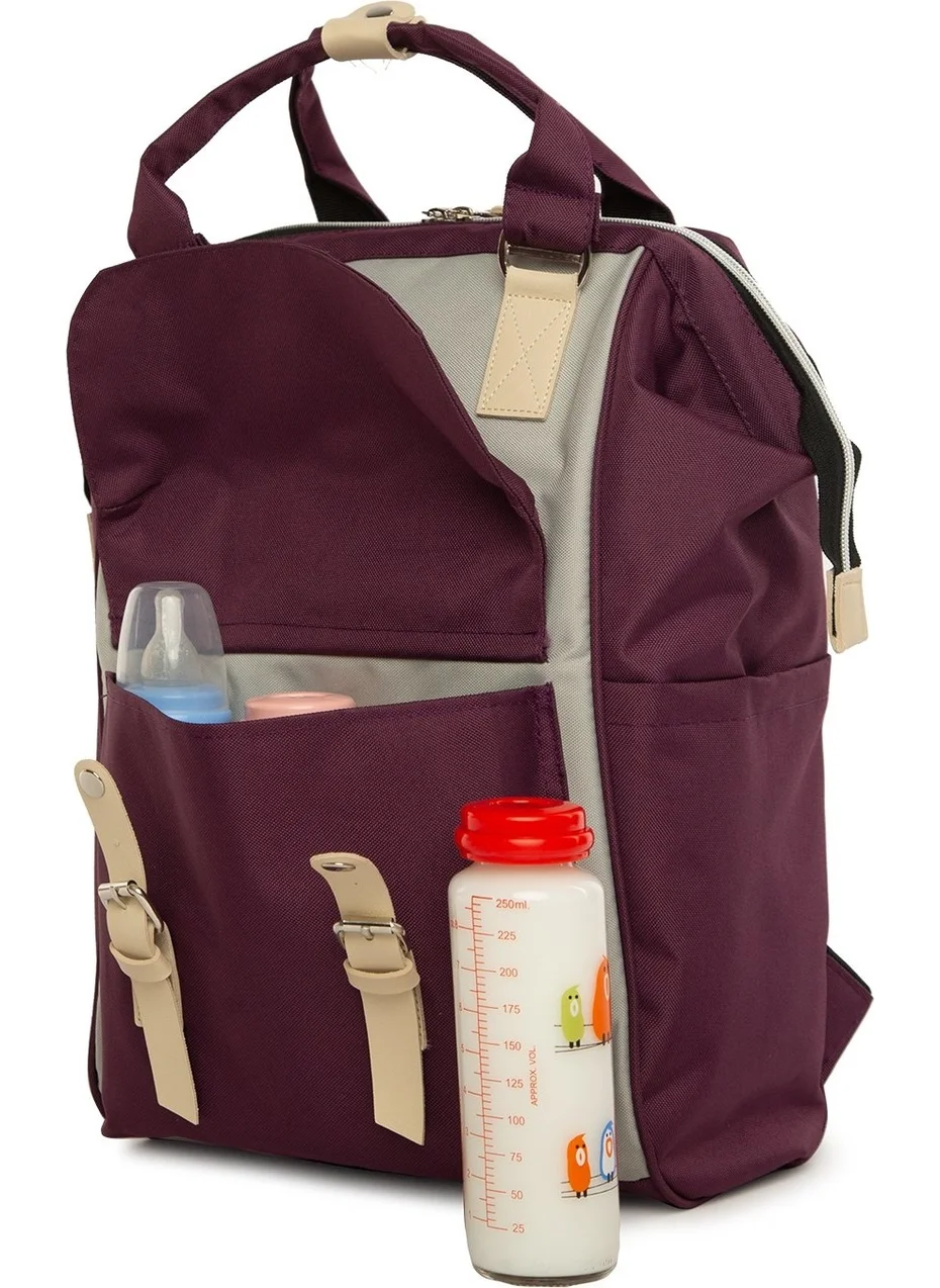 Bagmori Purple Pocketed Logo Mother Baby Bag