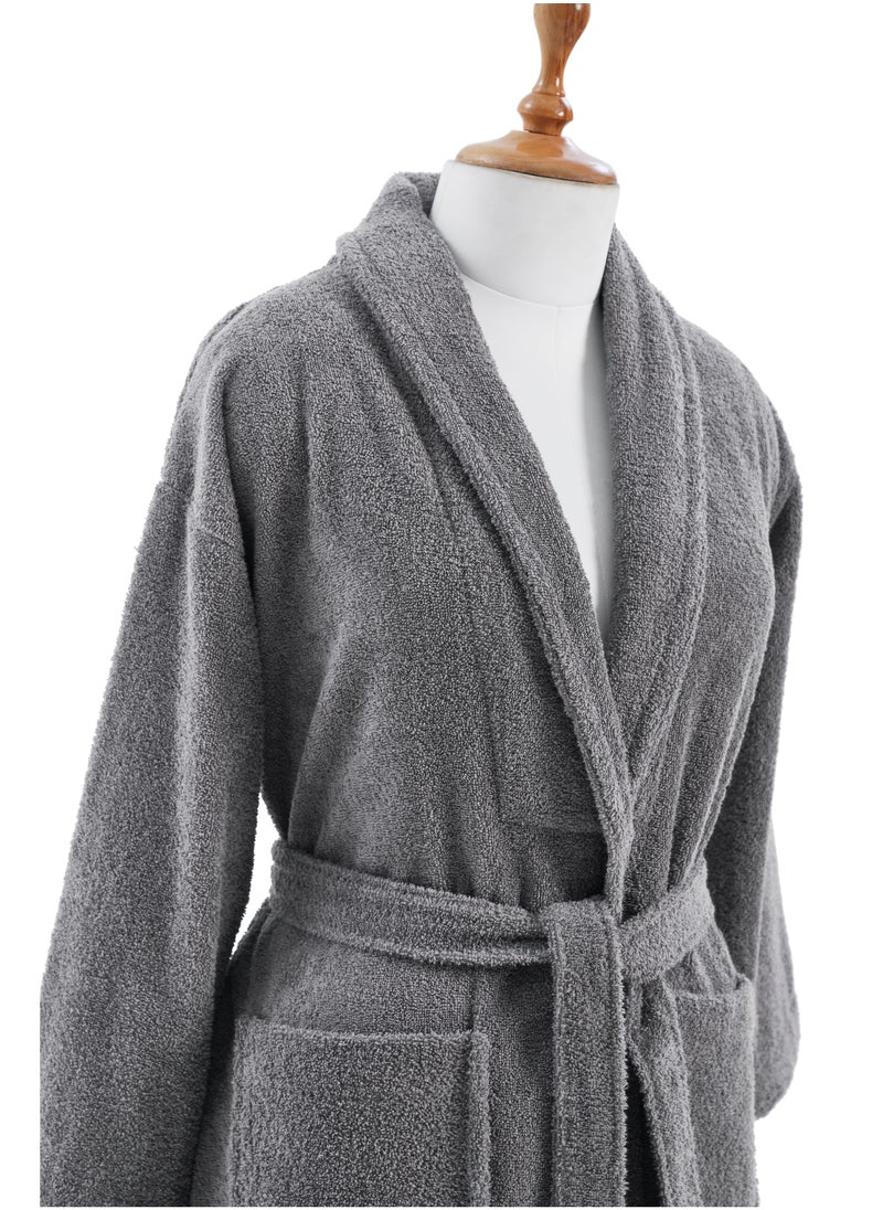 دوناتيلا روب حمام تيري قطني ناعم سريع الامتصاص (مقاس L/XL) رمادي غامق  - Image 5