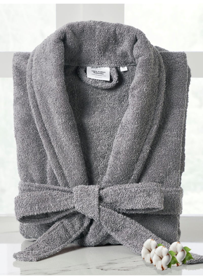 Donetella Unisex 100% Cotton Terry Bathrobe Large & Extra Large Size, 400 GSM, Luxurious & Absorbent, Ankle-Length with Shawl Collar & Pockets  - Image 1