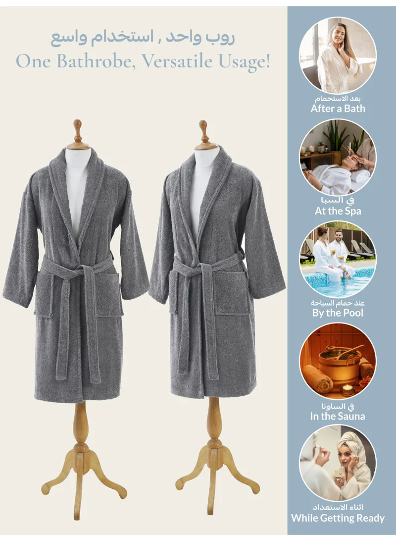 Donetella Unisex 100% Cotton Terry Bathrobe Large & Extra Large Size, 400 GSM, Luxurious & Absorbent, Ankle-Length with Shawl Collar & Pockets