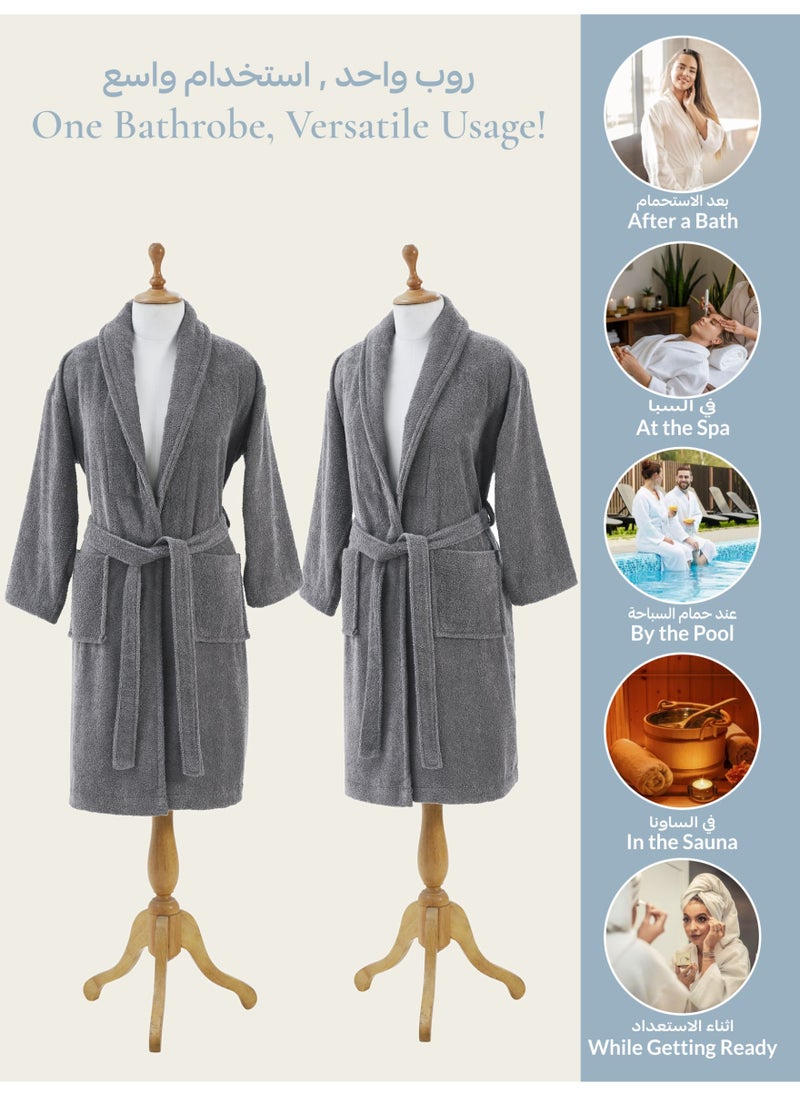 Donetella Unisex 100% Cotton Terry Bathrobe Large & Extra Large Size, 400 GSM, Luxurious & Absorbent, Ankle-Length with Shawl Collar & Pockets  - Image 5