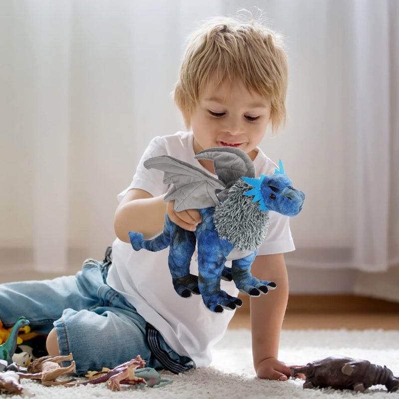 AULUDA Dragon Plush Toy, Frost Wyrm Stuffed Animal Throw Plushie Pillow Doll, Soft Blue Fluffy Friend Hugging Cushion - Present for Every Age & Occasion - Image 3