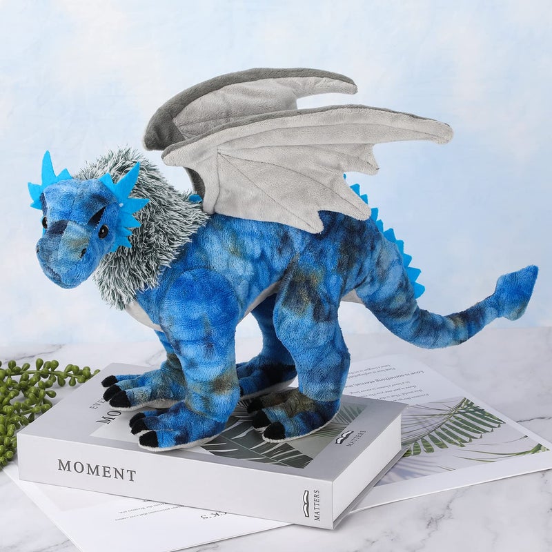 AULUDA Dragon Plush Toy, Frost Wyrm Stuffed Animal Throw Plushie Pillow Doll, Soft Blue Fluffy Friend Hugging Cushion - Present for Every Age & Occasion - Image 2