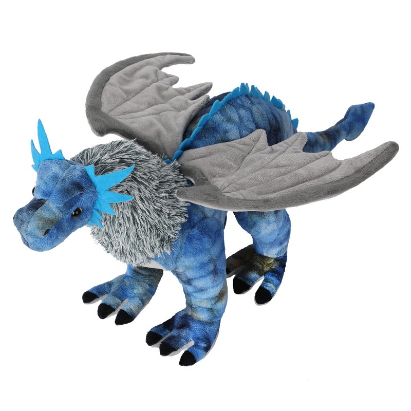 AULUDA Dragon Plush Toy, Frost Wyrm Stuffed Animal Throw Plushie Pillow Doll, Soft Blue Fluffy Friend Hugging Cushion - Present for Every Age & Occasion - Image 1