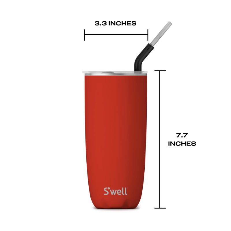 S'well Stainless Steel Tumbler with Straw and Slide-Open Lid, 24oz, Poppy Red, Triple Layered Vacuum Insulated Containers Keeps Drinks Cold for 18 Hours and Hot for 5, BPA Free - Image 4