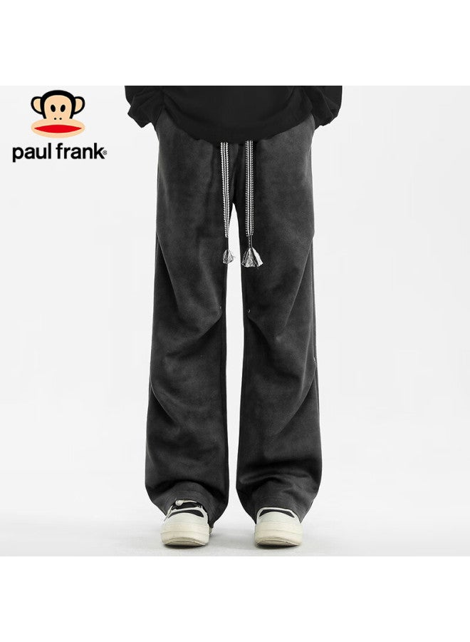 Paul Frank Paul Frank Men's Casual Pants Spring American High Street Loose Wide Leg Men's Pants Dirty Pants Black Xl  - Image 2