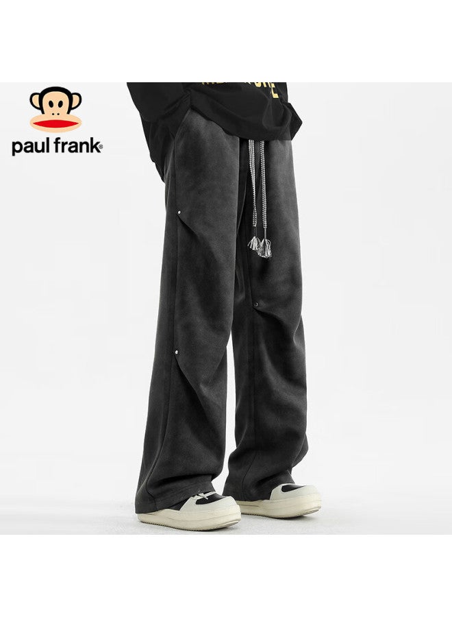 Paul Frank Paul Frank Men's Casual Pants Spring American High Street Loose Wide Leg Men's Pants Dirty Pants Black Xl  - Image 3