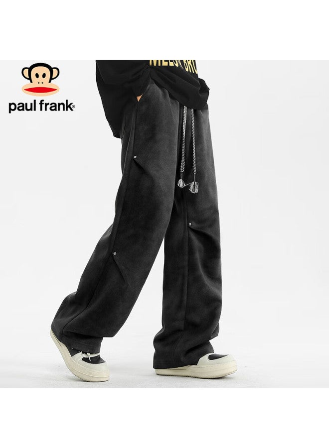 Paul Frank Paul Frank Men's Casual Pants Spring American High Street Loose Wide Leg Men's Pants Dirty Pants Black Xl  - Image 4