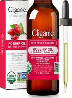 Cliganic Usda Organic Rosehip Seed Oil For Face, 100% Pure | Natural Cold Pressed Unrefined Non-Gmo | Carrier Oil For Skin, Hair & Nails  - Image 1
