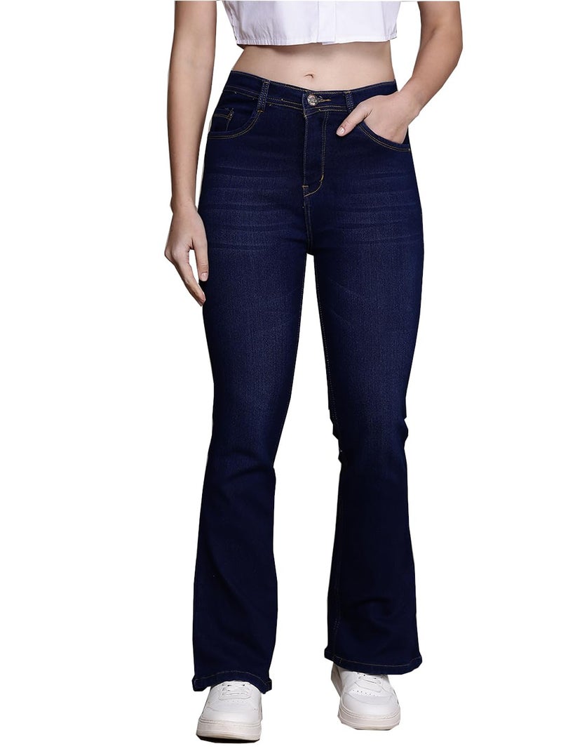 Nifty Women's Denim Stretchable High Waist Bootcut Jeans (1478_BLU_26_Blue_26) - Image 1