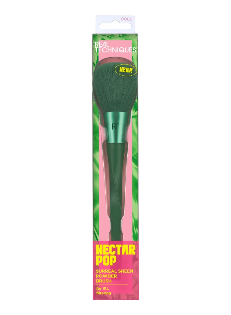 REAL TECHNIQUES Nectar Pop Surreal Sheen Powder Brush, 1 Count Green - Image 1