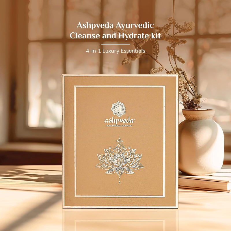Ashpveda Luxury Ayurvedic Cleanse and Hydrate Gift Box Set for Women and Men Premium Luxury Gift Set Skin Hair Care Gifting Box with Face Wash Body Wash Bhringraj Shampoo and Spf 25 Day Cream - Image 2
