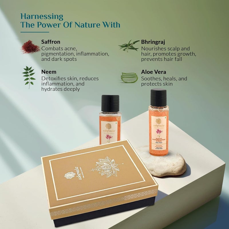Ashpveda Luxury Ayurvedic Cleanse and Hydrate Gift Box Set for Women and Men Premium Luxury Gift Set Skin Hair Care Gifting Box with Face Wash Body Wash Bhringraj Shampoo and Spf 25 Day Cream - Image 5