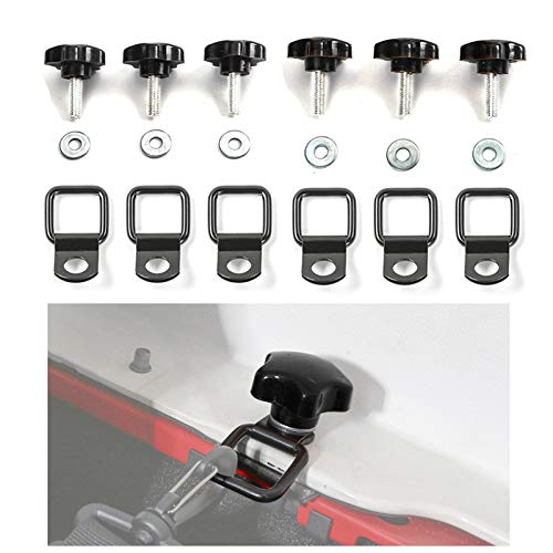 JeCar Hardtop Thumb Screws Quick Removal Hardtop Bolts with 6 Tie Down Anchors Compatible with Jeep Wrangler 20072024 JK JL 24 door Black