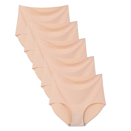 Bolivelan 5 Pack Women's Seamless Hipster Panties Invisible High Waist No Show Ladies Bikini Underwear (6, Nude) - Image 1