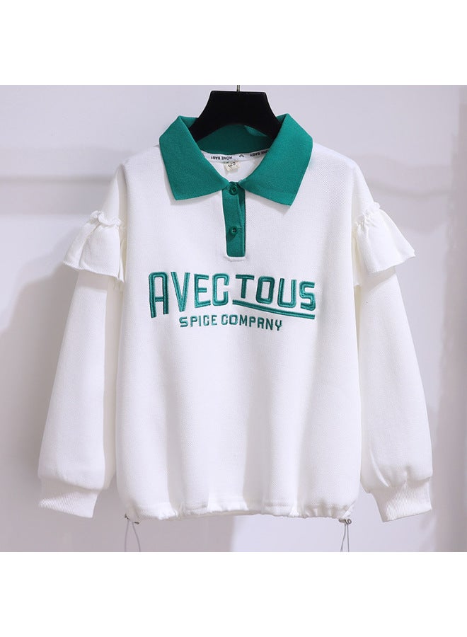 Girls' Sweater Spring And Autumn Clothes Children's Western Style Casual Lapel Sweater Women's Big Children's Fashionable Polo Shirt Primary And Secondary School Students' Clothes