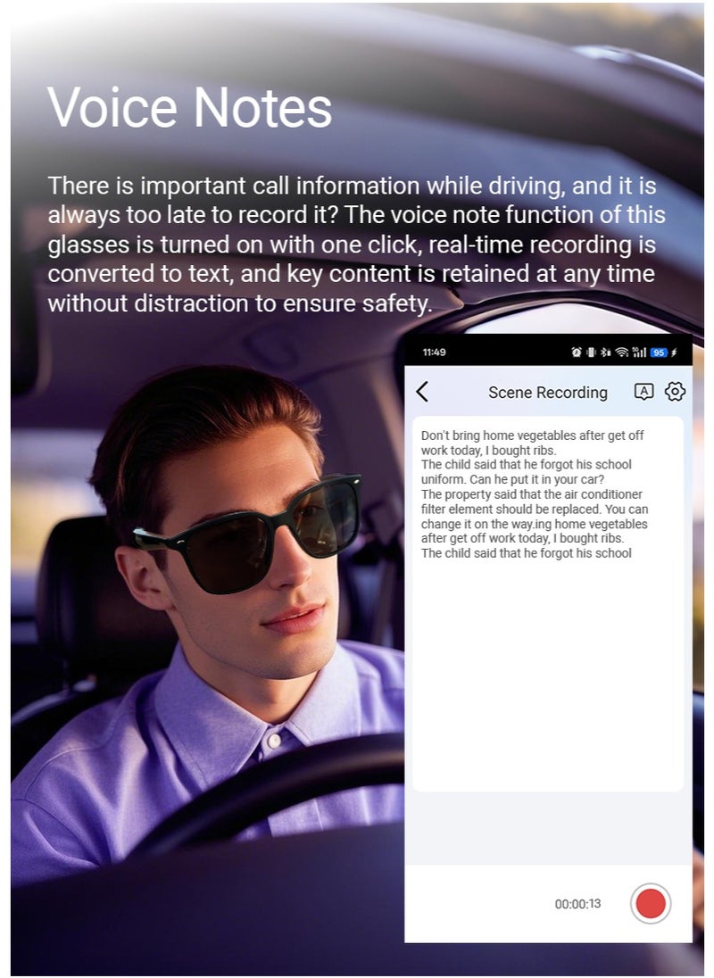 Ai Translation Bluetooth Glasses Multi-Language Real-Time Translation Glasses Listen To Music And Make Calls Smart Uv-Proof Sunglasses