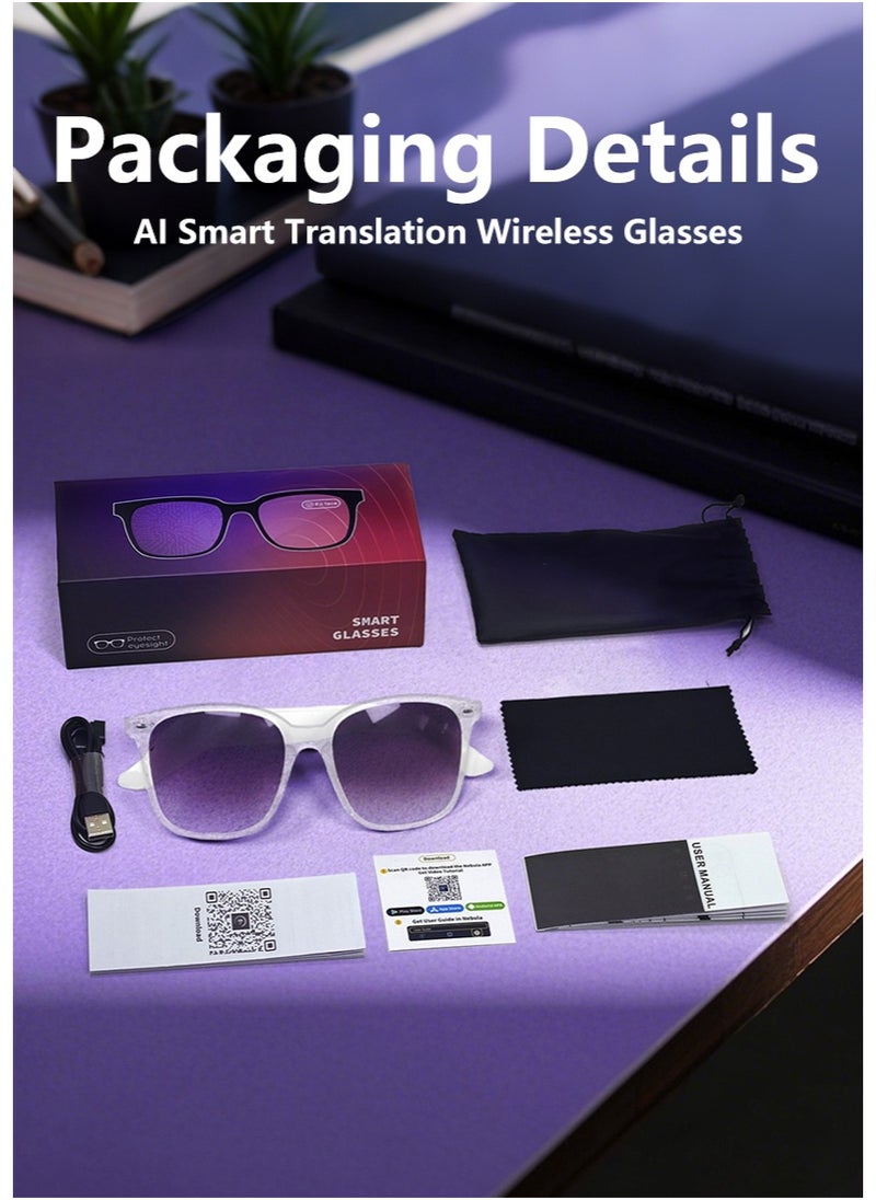 Ai Translation Bluetooth Glasses Multi-Language Real-Time Translation Glasses Listen To Music And Make Calls Smart Uv-Proof Sunglasses
