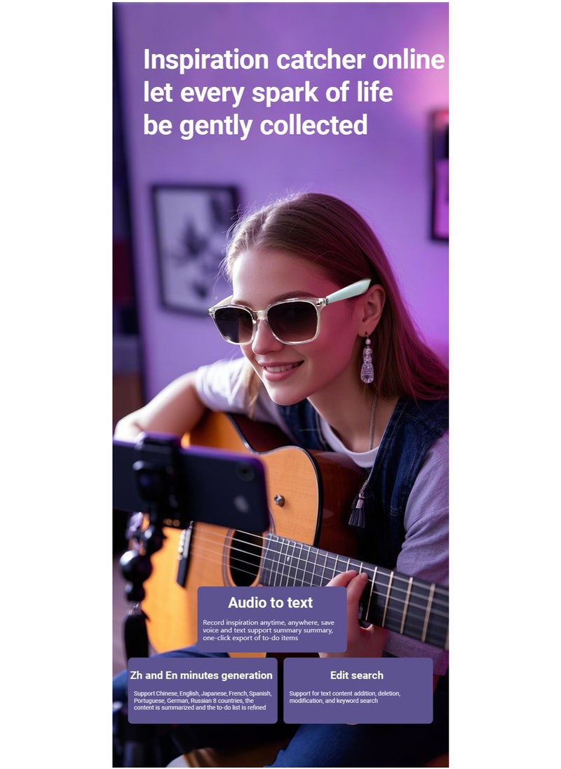 Ai Translation Bluetooth Glasses Multi-Language Real-Time Translation Glasses Listen To Music And Make Calls Smart Uv-Proof Sunglasses