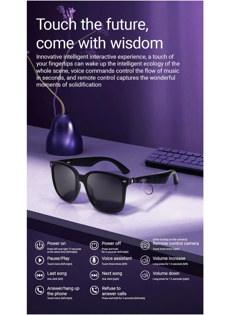 Ai Translation Bluetooth Glasses Multi-Language Real-Time Translation Glasses Listen To Music And Make Calls Smart Uv-Proof Sunglasses