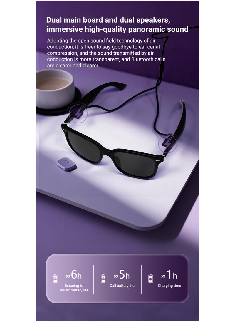 Ai Translation Bluetooth Glasses Multi-Language Real-Time Translation Glasses Listen To Music And Make Calls Smart Uv-Proof Sunglasses