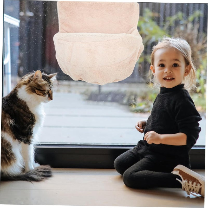 TOYANDONA Cat Window Hammock with Removable Plush Cover Cozy Hanging Cat Bed Space-Saving Design Beige Plush for Window Use - Image 4